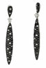 1.13CT WHITE & BLACK DIAMOND 14K WHITE GOLD ELONGATED TEAR DROP HANGING EARRINGS