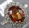 ESTATE 2.71CT DIAMOND & AAA ORANGE SAPPHIRE 18KT WHITE GOLD HALO ENGAGEMENT RING