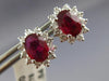 ESTATE 2.32CT DIAMOND & AAA RUBY 14K WHITE GOLD OVAL FLOWER STUD EARRINGS #25794
