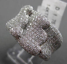 ESTATE WIDE 1.75CT DIAMOND 14KT WHITE GOLD MICRO MULTI WAVE OCEANIC PAVE RING