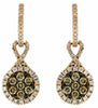 1.27CT WHITE & CHOCOLATE FANCY DIAMOND 14KT ROSE GOLD 3D FLOWER HANGING EARRINGS