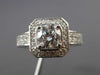 ESTATE GIA 1.42CT DIAMOND 14KT WHITE GOLD 3D HALO OCTAGON ENGAGEMENT RING #22024