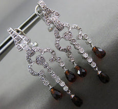 ESTATE 1.40CT DIAMOND & GARNET 14KT WHITE GOLD HANGING FILIGREE EARRINGS #20049