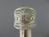 ESTATE LARGE 1.25CT DIAMOND 14K WHITE GOLD FLOWER OPEN FILIGREE ANNIVERSARY RING