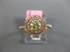 ESTATE .88CT PINK & GREEN DIAMOND 18KT ROSE GOLD 3D DOUBLE HALO ENGAGEMENT RING