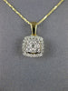 ESTATE .25CT DIAMOND 14KT TWO TONE GOLD 3D SQUARE CLUSTER HALO FLOATING PENDANT