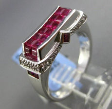 ESTATE WIDE 3.35CT DIAMOND & AAA RUBY 18K WHITE GOLD 3D ETOILE DOUBLE SIDED RING