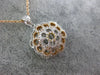 ESTATE .99CT DIAMOND 18K TRI COLOR GOLD CIRCULAR DOME SHAPE FLOWER PAVE PENDANT