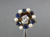 ANTIQUE .85CT OLD MINE DIAMOND AAA SAPPHIRE & PEARL 14K YELLOW GOLD RING #21998