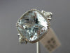 ESTATE LARGE 3.55CT DIAMOND & AAA AQUAMARINE 14K WHITE GOLD HALO ENGAGEMENT RING