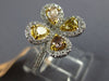 ESTATE WIDE 1.52CT MULTI COLOR DIAMOND 14KT 2 TONE GOLD CLOVER FLOWER LOVE RING