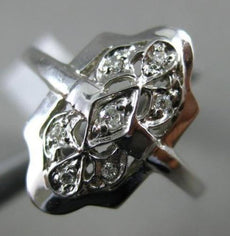 ANTIQUE WIDE .06CT ROUND DIAMOND 14KT WHITE GOLD 3D OPEN FILIGREE OCTAGON RING