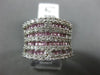 ESTATE LARGE 3.55CT DIAMOND & AAA PINK SAPPHIRE 14KT WHITE GOLD MULTI ROW RING