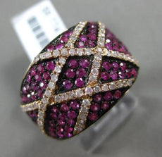 ESTATE LARGE .79CT DIAMOND & PINK SAPPHIRE 18K ROSE GOLD 3D CRISS CROSS FUN RING
