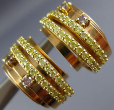 ESTATE WIDE .24CT FANCY YELLOW & PINK DIAMOND 18KT 2 TONE GOLD UMBRELLA EARRINGS