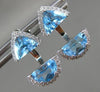 ESTATE 3.13CT DIAMOND & AAA BLUE TOPAZ 14K WHITE GOLD SEMI MOON HANGING EARRINGS