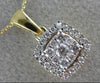 ESTATE .25CT DIAMOND 14KT TWO TONE GOLD 3D SQUARE CLUSTER HALO FLOATING PENDANT