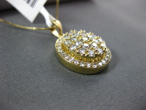 ESTATE LARGE 1.0CT DIAMOND 14K YELLOW GOLD CLASSIC OVAL CLUSTER FLOATING PENDANT