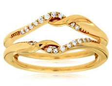 ESTATE .12CT DIAMOND 14KT YELLOW GOLD LOVE KNOT INSERT WEDDING ANNIVERSARY RING
