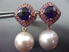 LARGE .87CT AAA AMETHYST & SOUTH SEA PINK PEARL 18KT ROSE GOLD HANGING EARRINGS