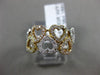 ESTATE WIDE .38CT DIAMOND 18KT TRI COLOR GOLD 3D OPEN DOUBLE ROW HEART LOVE RING