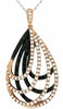 .83CT WHITE & BLACK DIAMOND 14KT ROSE GOLD MULTI ROW TEAR DROP FLOATING PENDANT