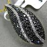 ESTATE LARGE .75CT WHITE & BLACK DIAMOND 14KT YELLOW GOLD 3D TEAR DROP PENDANT
