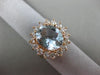 LARGE 5.65CT DIAMOND & AQUAMARINE 14KT ROSE GOLD PRINCESS DIANA ENGAGEMENT RING