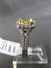 ESTATE LARGE 2.96CT GIA FANCY YELLOW DIAMOND 18K TWO TONE GOLD ENGAGEMENT RING