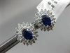 ESTATE 2.12CT DIAMOND & AAA SAPPHIRE 18K WHITE GOLD 3D OVAL FLOWER STUD EARRINGS