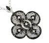 ESTATE LARGE 2.18CT WHITE & BLACK DIAMOND 14K WHITE GOLD FLOWER FLOATING PENDANT