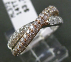 ESTATE 1.08CT DIAMOND 14KT WHITE & ROSE GOLD SEMI ETERNITY X INFINITY LOVE RING