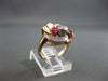 ANTIQUE WIDE .70CT DIAMOND & AAA RUBY 14KT WHITE & ROSE GOLD FLOWER RING #1663