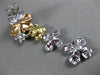 ESTATE LARGE 1.52CT DIAMOND 14KT TRI COLOR GOLD 3D MULTI FLOWER HANGING EARRINGS