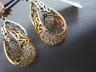 ESTATE LARGE 1.50CT DIAMOND 14K TRI COLOR GOLD 3D FILIGREE DROP HANGING EARRINGS