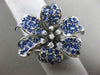 ESTATE 1.66CT DIAMOND & AAA SAPPHIRE 14K WHITE GOLD HANDCRAFTED FLOWER ROSE RING