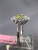 ESTATE 1.60CT WHITE & FANCY YELLOW DIAMOND 18KT GOLD CUSHION CUT ENGAGEMENT RING