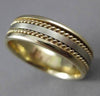 ESTATE 14KT WHITE & YELLOW GOLD HANDCRAFTED ROPE WEDDING BAND RING 6mm #23188