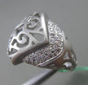 ESTATE LARGE .29CT DIAMOND 18K WHITE GOLD 3D HANDCRAFTED FILIGREE MATTE FUN RING