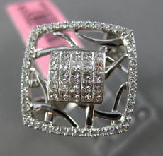 ESTATE LARGE .68CT ROUND PRINCESS DIAMOND 18K WHITE GOLD 3D SQUARE OPEN FUN RING
