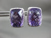 ESTATE LARGE 3.37CT DIAMOND & AMETHYST 14KT WHITE GOLD RECTANGULAR STUD EARRINGS