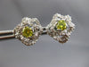 ESTATE 1.30CT WHITE & FANCY YELLOW DIAMOND 14KT WHITE GOLD FLOWER STUD EARRINGS