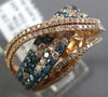 LARGE 1.37CT WHITE & BLUE DIAMOND 14KT ROSE GOLD MULTI ROW ANNIVERSARY LOVE RING