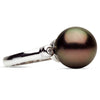 ESTATE .04CT DIAMOND & AAA TAHITIAN PEARL 14KT WHITE GOLD 3 STONE SOLITAIRE RING