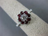 ESTATE WIDE 1.34CT DIAMOND & AAA RUBY 18KT WHITE GOLD 3D FLOWER ENGAGEMENT RING