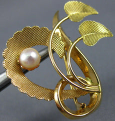 ANTIQUE AAA SOUTH SEA PEARL 18KT ROSE & YELLOW GOLD LEAF HEART PIN BROOCH #23698