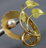 ANTIQUE AAA SOUTH SEA PEARL 18KT ROSE & YELLOW GOLD LEAF HEART PIN BROOCH #23698