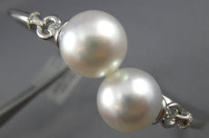 ESTATE .10CT DIAMOND & AAA SOUTH SEA PEARL 18KT WHITE GOLD LOVE BANGLE BRACELET