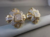 ESTATE LARGE SQUARE 4.80CT DIAMOND PRINCESS CUT 14K YELLOW GOLD CLIP EARRINGS