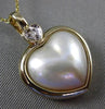 ESTATE DIAMOND & PEARL 14KT TWO TONE GOLD 3D DOUBLE HEART FLOATING PENDANT 24081